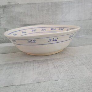 Vintage pottery Bowl With Blue Floral Rim Design